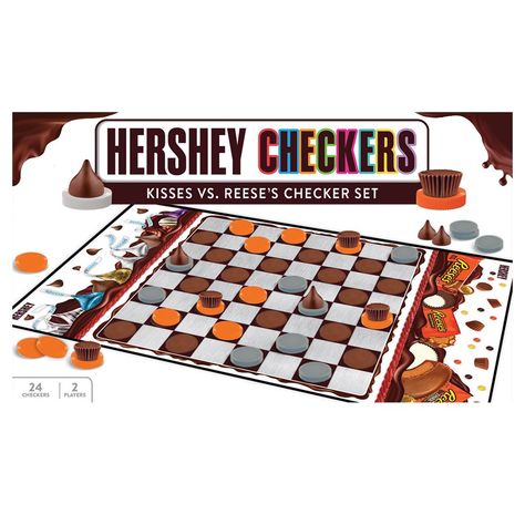 Hershey Kisses Vs Reeses Checkers Assorted Board Game Set | Collections Etc. Mystery Board Games, Family Games For Kids, Checkers Board Game, Checkers Board, Reese's Peanut Butter Cup, Checkers Game, Candy Games, Hershey's Kisses, Set Game