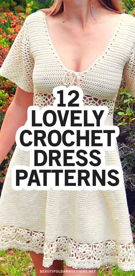 Dress Patterns For Beginners, Crochet Dress Patterns, Crochet Dress Pattern Free, Crochet Summer Dresses, Summer Dress Patterns, Mode Crochet, Crochet Ladies Tops, Dress Patterns Free, Diy Vetement