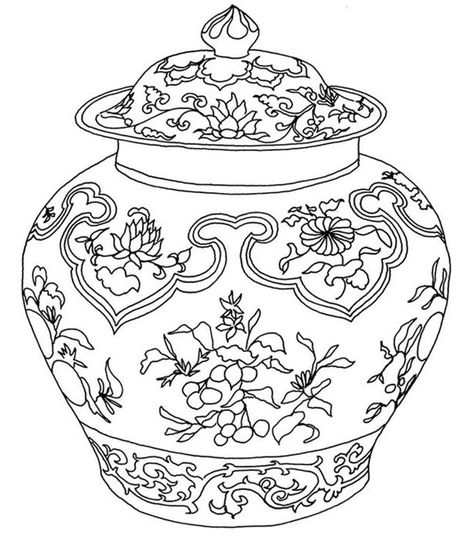 Ming Vase Art and History Lesson for kids - Leah Newton Art History Lessons For Kids, Coloring Pages Adult, Chinese Vase, Blue Pottery, Design Patterns, Kids Art, Coloring Book Pages, Coloring Pictures, Art Journals