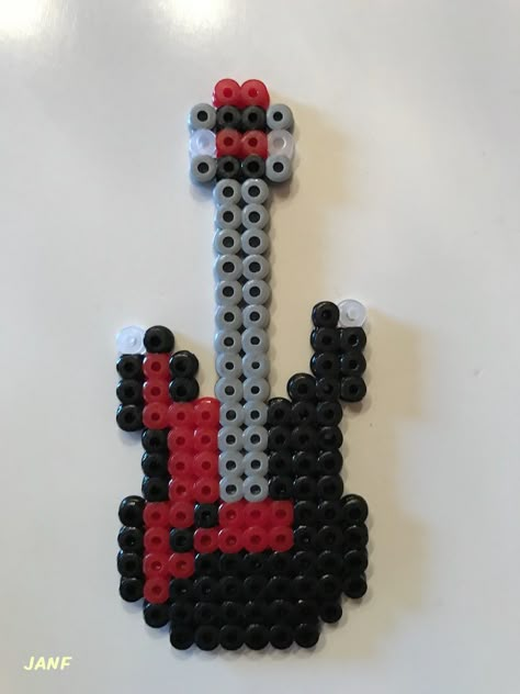 Bassguitar by janf Perler Earrings, Melty Bead Designs, Diy Kandi Bracelets, Pixel Beads, Easy Perler Beads Ideas, Hama Beads Design, Perler Bead Templates, Hama Bead, Diy Perler Bead Crafts