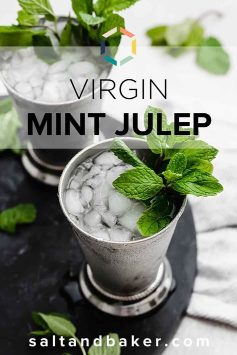 Mint Julep Mocktail Recipe, Mock Mint Julep Recipe, Virgin Mint Julep Recipe, Kentucky Derby Party For Kids, Mint Julep Recipe Non Alcoholic, Mint Julep Recipe Kentucky Derby, Kentucky Derby Drinks, Mint Ideas, Derby Food