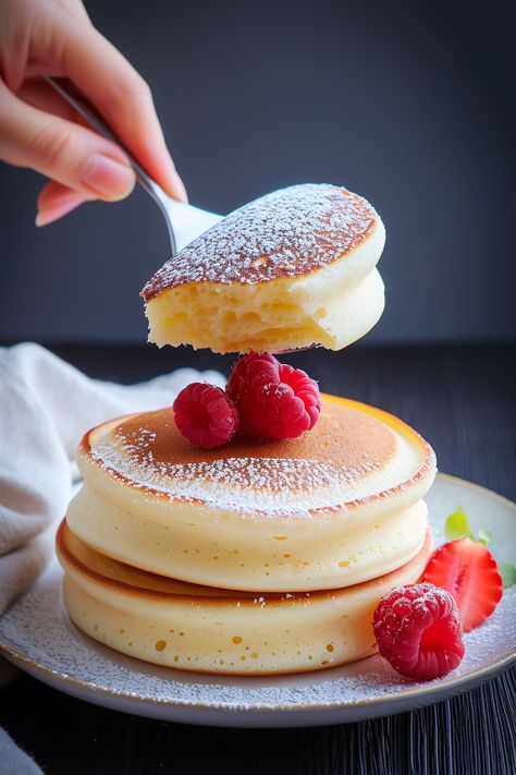 Fluffige Pancakes Rezepte: Japanische Soufflé Pancakes Zubereiten Japanese Souffle Pancake Recipe, Pancakes Aesthetic, Soufflé Pancakes, Pancake Cake, Souffle Pancakes, American Pancakes, Oat Pancakes, Fluffy Pancakes, Just Cakes