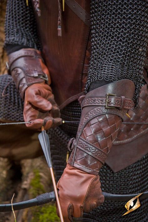 Ranger Bracers Archer Bracer, Viking Bracers, Ranger Cosplay, Forearm Armor, Chainmail Armor, Belted Cape, Armor Design, Larp Armor, Leather Armor