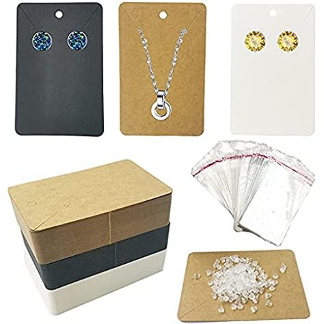 Heatigo Earring Display Card, Earring Card Display Earring Holder Cards,with Self-Seal Bags, Necklace Display Cards,Earring Card Holder Blank Kraft Paper Tags for DIY Jewelry Display (Black) : Amazon.co.uk: Home & Kitchen Necklace Display Cards, Earring Card Holder, Card Earring, Earring Packaging, Earring Card Display, Hang Earrings, Earring Display Cards, Paper Display, Earring Display Card