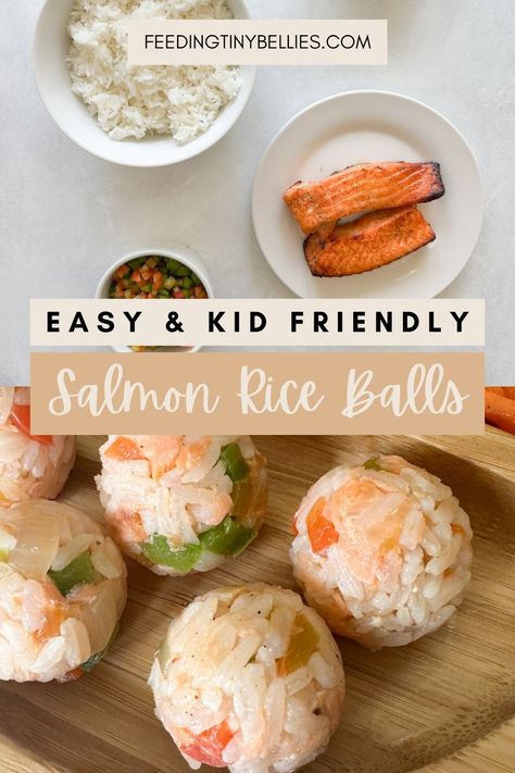 Serve salmon a different way this time with these healthy and kid-friendly Salmon Rice Balls. Everything in this recipe comes together in one bowl, keeping things easy and can be formed into smaller balls that your little one can hold on their own. Read the recipe and ingredient list on my blog - tap to explore. Salmon Rice Balls, Salmon Recipe For Kids, Rice Balls Recipe, Canned Salmon Recipes, Salmon Filets, Weaning Foods, Easy Toddler Meals, Toddler Dinner, Salmon Rice