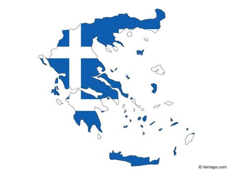 Flag Map of Greece | Free Vector Maps Map Of Greece, Greek Island Map, Map Of Greece And Islands, Map Of Athens Greece, Map Of Ancient Greece, Macedonia Flag, Croatia Flag, Greece Flag, Greece Map