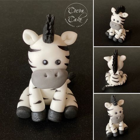 Cheetah Fondant Topper, Fondant Giraffe Tutorial Step By Step, Safari Fondant Animals, Zebra Fondant, Fondant Zebra Topper, Zebra Cake Topper, Meringue Pops, Safari Cake, Cocoa Cake