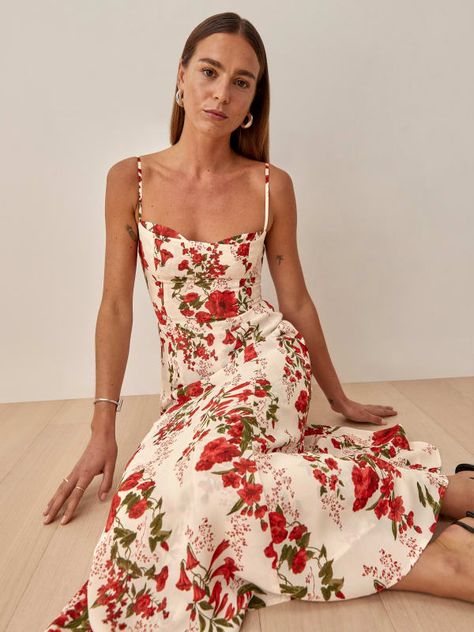 Summer Wedding Outfits, Reformation Dress, Wedding Guest Outfit Summer, Dress Spaghetti, Floral Fashion, Floral Dresses, Midi Length Dress, Guest Outfit, Outfit Summer