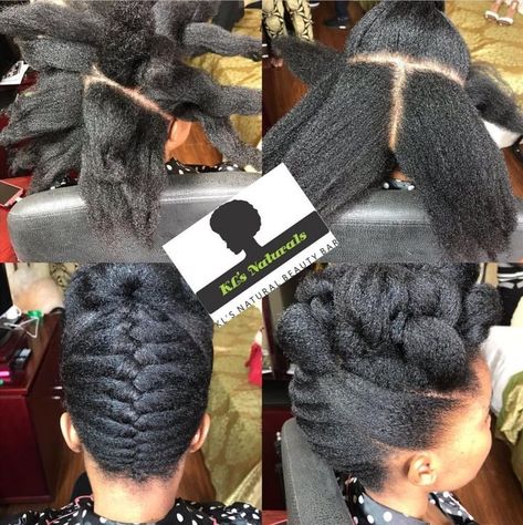 protective styling hair ideas Bun Using Braiding Hair, Natural Hair Bun, Style Natural Hair, Natural Hair Bun Styles, Hair For Black Women, Twisted Hair, Long Hair Tips, Glossy Hair, Natural Hair Updo