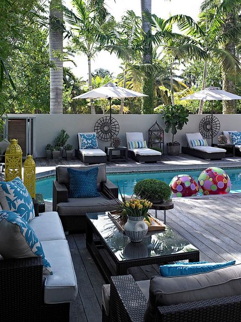 Furniture Around Pool Ideas, Patio Furniture Around Pool, Furniture Around Pool, Poolside Furniture Ideas, Pool Deck Furniture Ideas, Pool Furniture Ideas, Poolside Decorating Ideas, Pool Patio Decorating Ideas, Pool Decorating Ideas