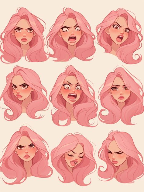 Sassy Face Expression Drawing, Female Reference Sketch, Dreamy Face Expression, How To Draw Animation Character Design, Drawing Faces Digital, Manga Character Reference, Side Art Reference, Womens Hair Drawing Reference, Short Hairstyles Art Reference