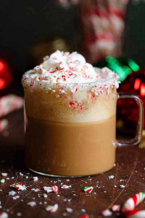 9 Christmas Coffee Drinks to Warm Up Your Holiday Season - Lifestyle with Leah Peppermint White Chocolate Mocha, Christmas Coffee Drinks, Christmas In A Cup, Peppermint White Chocolate, Peppermint Latte, Creamy Eggnog, Peppermint Syrup, White Chocolate Sauce, Hot Chocolate Christmas