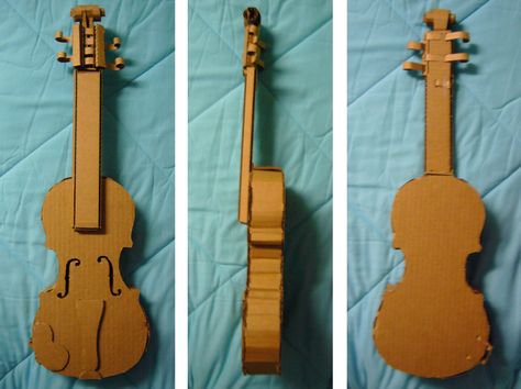 My First Violin! Make a Cardboard Violin! Free Template at ... Violin Costume Diy, Diy Violin Craft, Violin Making, Cardboard Guitars Diy, Violin Decoration, Cardboard Guitar, Easy Kid Activities, Cardboard Design, Violin Lessons