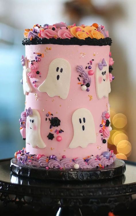 Halloween cake, Ghost cake, Halloween-Themed cake, Halloween birthday cake, Halloween cake pink, Cute Halloween cake, Halloween cake ideas Ghost Halloween Cake, Two Spooky 2nd Birthday Cake, Spooky One Cake Ideas, 1st Boo Day Cake, Happy Boo Day Birthday Cake, Girl Halloween Birthday Cake, Pastel Halloween Birthday Cake, Two Spooky Cake, Girls Halloween Birthday Cake