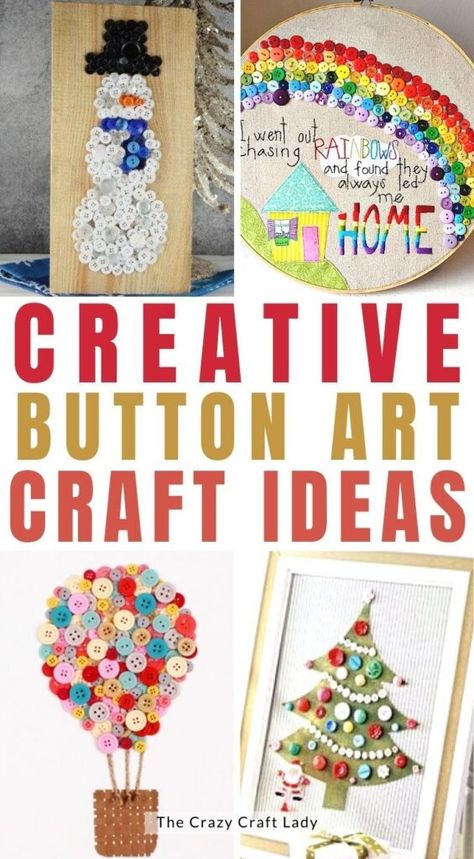 Wire And Button Crafts, Button Crafts To Sell, Button Crafts For Adults, Button Art Ideas, Button Craft Ideas, Button Art On Canvas, Diy Button Crafts, Vintage Buttons Crafts, Button Art Projects