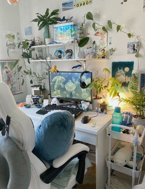 Ocean Room Decor, Ocean Room, Room Redesign, Pinterest Room Decor, Study Room Decor, Room Desk, Cozy Room Decor, Gamer Room, Pretty Room