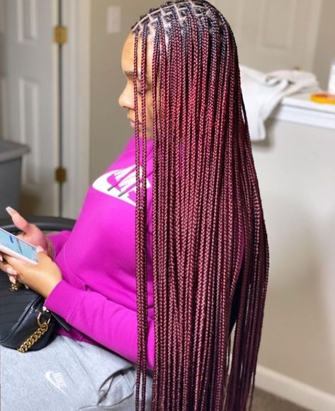 Knotless Braids Styles, Braid Hairstyle Ideas, Burgundy Box Braids, Protective Style Braids, Twisted Braid, Colored Box Braids, Hair Protection, Big Box Braids Hairstyles, Colored Braids