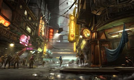 Street Corner concept from canceled Star Wars 1313 Coruscant Underworld, Star Wars 1313, 4k Ultra Hd Wallpapers, Cyberpunk 2020, Sci Fi City, Sci Fi Environment, Star Wars Concept Art, Star Wars Rpg, Cyberpunk City