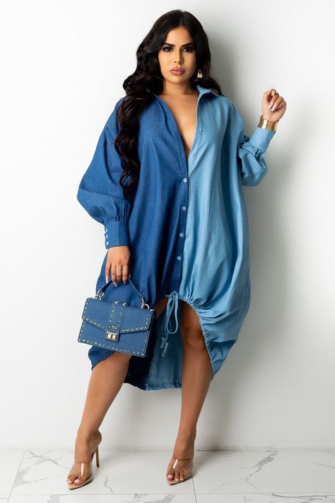 Style Vert, Style Bleu, Sukienki Plus Size, Collared Shirt Dress, Long Sleeve Dresses, Turndown Collar, Sleeve Dresses, Long Sleeve Shirt Dress, Brown Fashion