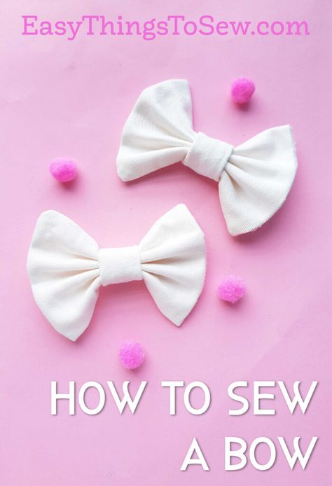 Diy Bow Tutorial, Diy Gifts Aesthetic, Simple Sewing Crafts, Fabric Bow Tutorial, Easy Beginner Sewing Projects, Making A Bow, Learning How To Sew, Fun Sewing Projects, Small Hair Bows