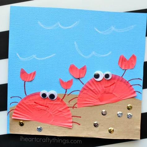 Crab Craft, Cupcake Liner Crafts, Crab Crafts, Christmas Preschool, Sea Crafts, Summer Crafts For Kids, Ocean Crafts, Daycare Crafts, Crafts For Kids To Make