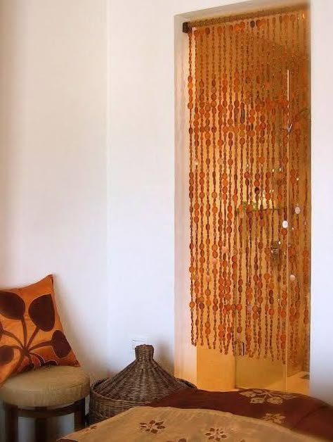 Amber Decor Inspiration, Amber Room Decor, Beaded Curtain Room Divider, Amber Bedroom, Curtain Beads, Door Curtains Diy, Beads Curtain, Bead Curtain, Beaded Curtain