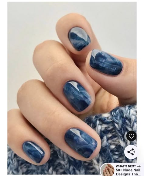 Blue Gel Nails, Mens Nails, Marble Nail Designs, Cute Nails For Fall, Nagel Tips, Simple Gel Nails, Blue Nail Art, Smink Inspiration, Blue Nail Designs