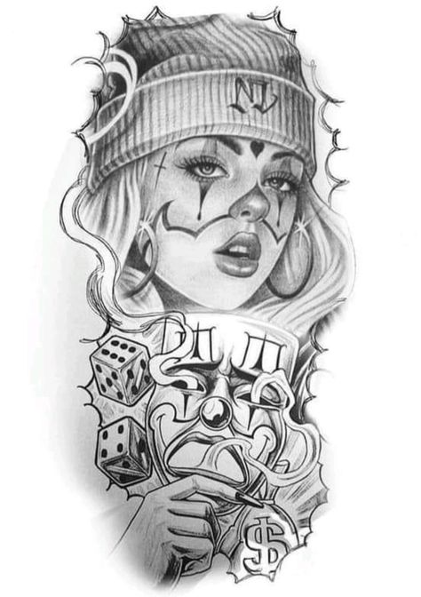 Chicano Tattoos Sleeve, Catrina Tattoo, Skull Girl Tattoo, Gangsta Tattoos, Arte Doodle, Chicano Style Tattoo, Cholo Art, Chicano Tattoos, Lowrider Art