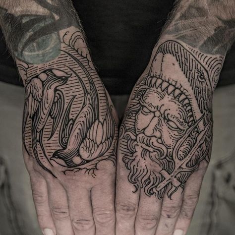 Diptych Tattoo, Medieval Hand Tattoo, Engraving Tattoo Linework, Etching Tattoo Sleeve, Beksinski Tattoo, Woodcut Tattoo Design, Wood Cut Tattoo, Armour Tattoo, Etching Tattoo