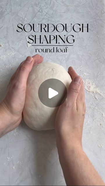 Emily🌾 Sourdough Recipes on Instagram: "Shaping a round loaf🤩QUICK&EASY!  There’s  lots of ways to shape a round loaf but this is the quickest & easiest way for me  Here’s how⬇️  Lay your dough on a VERY lightly floured surface, flatten slightly, fold down half way and pinch the sides inwards. Then roll your dough into a log, begin to tuck the sides under the loaf with the side of your hand or a bench scraper. Twist the loaf towards you as you tuck the slides under to build TENSION.🌟You want to have a good amount of tension in your loaf so it will rise upward and not outward when it bakes. Once there’s enough tension where your loaf holds its shape, pop the dough into your prepared banneton basket & finish proofing.  • • Follow for more tips & homemade recipes🥣 • • • • • • #sourdough#s How To Shape Sourdough Bread, Shaping Sourdough Bread, Sourdough Shaping, Shaping Sourdough, Bench Scraper, Starter Recipe, Proofing Baskets, Sourdough Starter Recipe, Sour Dough