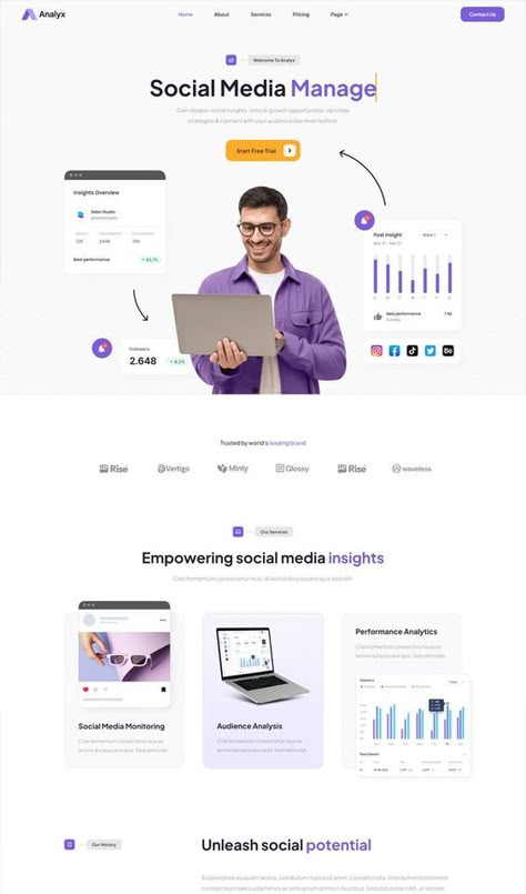 Website design Social Media Agency Website Design, Sass Website Design, Social Media Marketing Website, Blogs Website Design, Saas Website Design Inspiration, Blog Page Ui Design, Software Company Website Design, Saas Website Design, Agency Website Inspiration