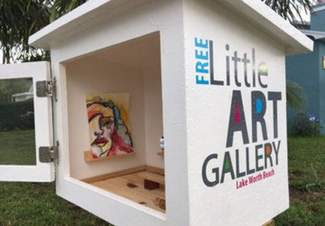 Little Free Library Plans, Art Club Projects, Leave Art, Art Galleries Design, Scale Art, Pop Up Art, Library Art, Art People, Mobile Art