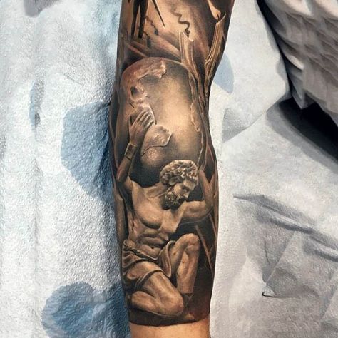 Cool Atlas Holding The World Fitness Male Forearm Sleeve Tattoo Holding The World Tattoo, The World Tattoo, Holding The World, Fitness Tattoo, Atlas Tattoo, Tattoos Mandala, Small Tattoos With Meaning, Samoan Tattoo, Forearm Sleeve Tattoos