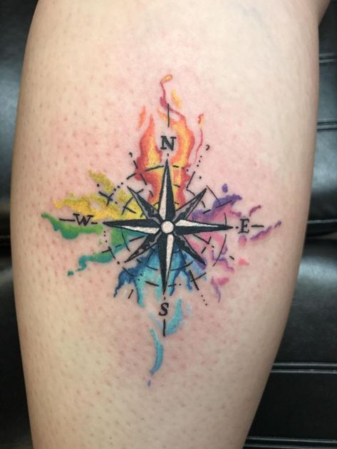 Color compass Element Tattoos, Watercolor Compass Tattoo, Japanese Tattoo Women, Vegas Tattoo, Compass Tattoo Design, Small Tattoos Simple, Japanese Tattoos, Irezumi Tattoos, Japanese Sleeve Tattoos