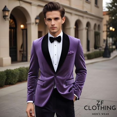 Velvet Tuxedo For Men, Royal Suits For Men, Purple Tuxedo, Formal Wedding Suit, Groom Suits, Velvet Tuxedo, Purple Suits, Velvet Suit, Body Measurement