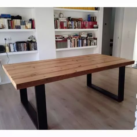 Mesa Tük. Industrial De Madera Y Hierro Grande Comedor. - $ 7.000,00 en Mercado Libre Handmade Dining Table, Industrial Design Furniture, Vintage Industrial Furniture, Table Cafe, Industrial Furniture, Dining Room Table, Wood Furniture, Home Deco, Bookshelves