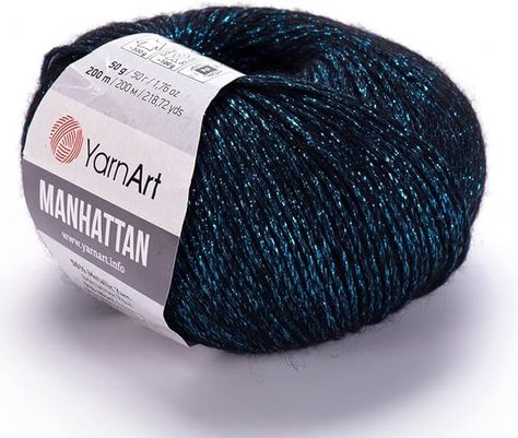 Amazon.com: YARNART Manhattan - Glittery Knitting Yarn, Sparkle Yarn, Shiny Metallic Yarn, Wool Yarn, Acrylic Yarn, Fantasy Yarn, 1.76 Oz, 218.72 Yds (902) Crochet Cottage Core, Crochet Cottage, Sparkle Yarn, Metallic Yarn, Yarn Shop, Amazon Com, Crochet Stuff, Yarn Art, Amazon Art