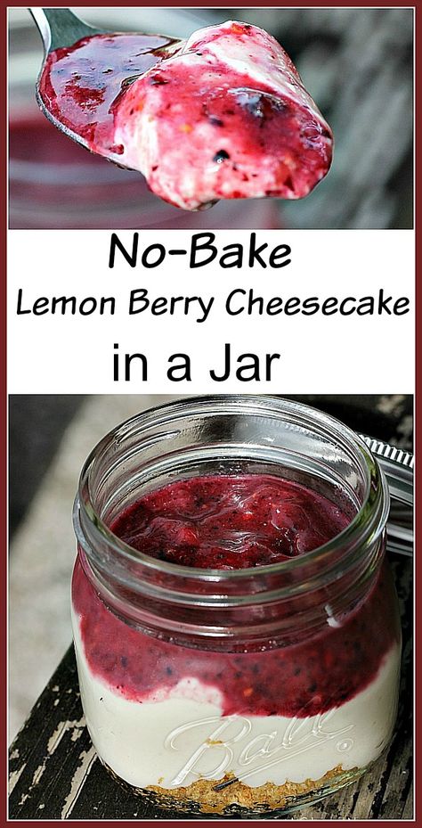 Lemon Berry Cheesecake, Cheesecake Lemon, Jar Desserts, Dessert Halloween, Mason Jar Desserts, No Bake Lemon Cheesecake, Dessert Oreo, Cheesecake In A Jar, Berry Cheesecake