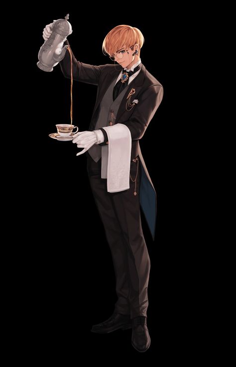 Anime Butler Art, Butler Outfit, Persona Anime, Violet Evergarden Anime, Body Sketches, Anime Stories, Minecraft Fan Art, Game Concept Art, Manga Characters