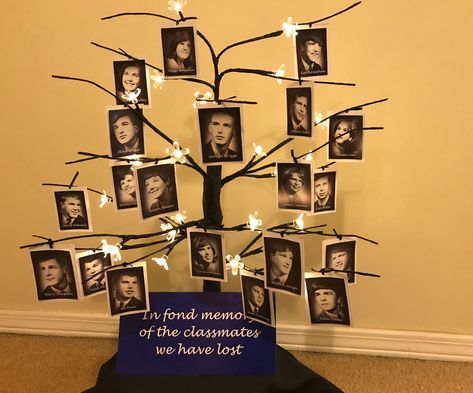 Memorial tree for class reunion. Simple Class Reunion Centerpieces, Memorial Ideas For Class Reunion, Reunion Memorial Ideas High Schools, 50th Class Reunion Ideas Name Tags, Class Reunion Remembrance Table, In Memorium Class Reunion, Memorial Boards For Class Reunion, 1984 Class Reunion Ideas, Memorial Table Ideas For Class Reunion