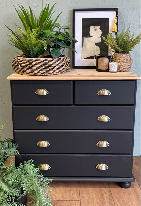 Redone Dressers Diy, Kids Dresser Makeover, Pine Dresser Makeover, Redone Dressers, Wood Dresser Diy, Floating Nightstand Ideas, Upcycled Chest Of Drawers, Modern Floating Nightstand, Chest Of Drawers Makeover