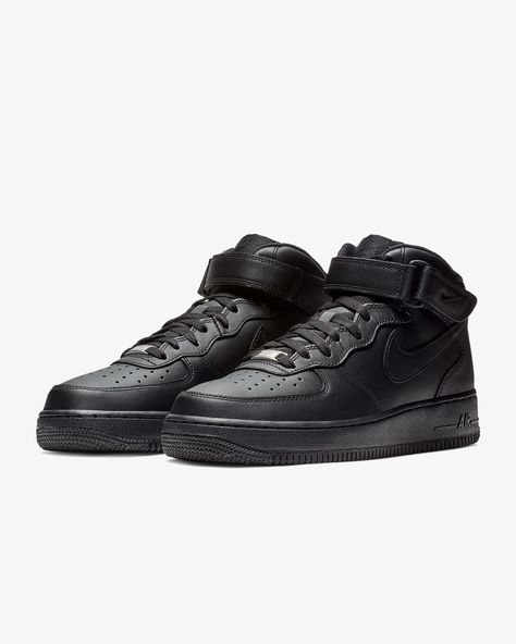 Nike Air Force 1 Mid '07 Men's Shoe. Nike UK Nike Air Force 1 Mid, Sporty Looks, Nike Tracksuit, Air Force 1 Mid, Shoe Nike, Fabric Shoes, Men's Shoe, Mens Nike Air, Triple Black