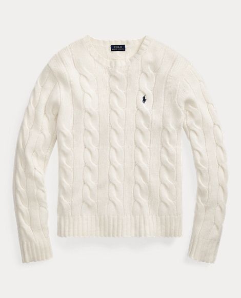 Cable-Knit Wool-Blend Jumper Polo Jumper, Long Sleeve Jumper, Ralph Lauren Women, Ralph Lauren Long Sleeve, Ralph Lauren Jeans, Long Sleeve Jersey, Cream Beige, Ralph Lauren Sweater, Knitwear Cardigan