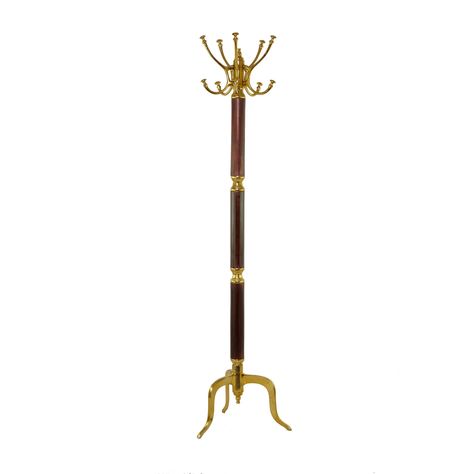 Rosdorf Park Gotlind 17.5'' Wide 8 - Hook Freestanding Coat Rack in Gold | Wayfair Free Standing Coat Rack, Coat And Hat Rack, Tree Coat Rack, Vintage Coat Rack, Standing Coat Rack, Wooden Coat Rack, Hat Rack, Coat Stands, Entryway Furniture