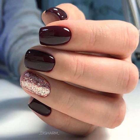 17 Festive Winter Nail Designs for Christmas - Mom's Got the Stuff Dark Acrylic Nails, Accent Nail Designs, Mauve Nails, Milky Nails, Squoval Nails, Classy Nail Designs, Square Nail Designs, Short Square Nails, Burgundy Nails