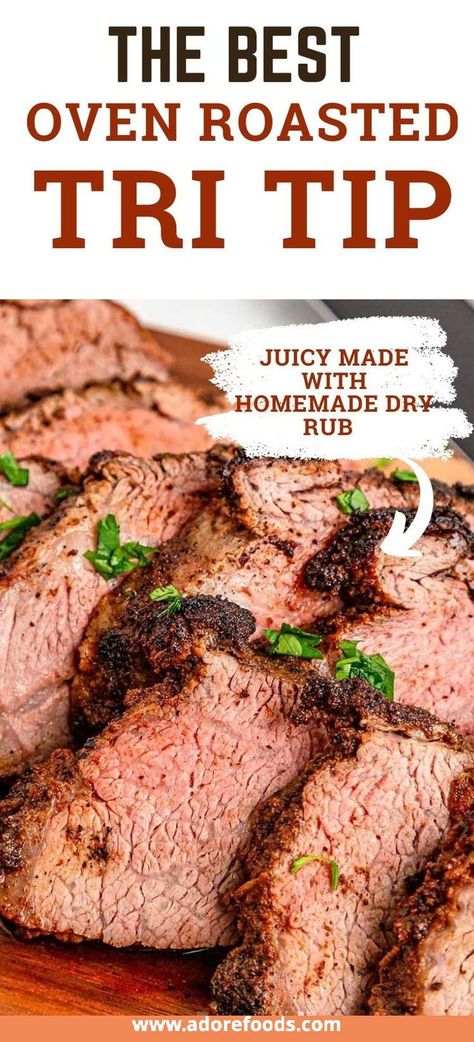 Best juicy Tri Tip recipe! If you've never had tri tip, you haven't lived! I will show you how to cook beef tri tip in the oven. It's SO easy and the flavor is unbeatable! Tritip Roast, Oven Roasted Tri Tip, Tritip Recipes, Tri Tip Roast, Sausage Meals, Cooking Tri Tip, Beef Tri Tip, Tip Roast, Ms Recipes