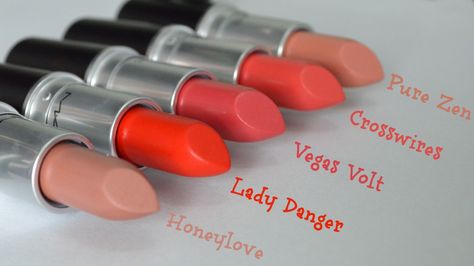 Mac Vegas Volt, Mac Honeylove, Affordable Lipstick, Lady Danger, Mac Collection, Makeup Accesories, Mac Makeup, Lip Kit, Kiss Makeup