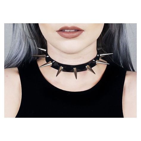 Spiked Choker ❤ liked on Polyvore featuring jewelry, necklaces, collar necklace, choker jewelry, collar choker, collar jewelry and adjustable necklace Choker Drawing, Jai Krishna, Spiked Choker, Spiked Dog Collar, Diy Crop Top, Black Leather Choker, Horn Headband, Edgy Accessories, Choker Collar Necklace