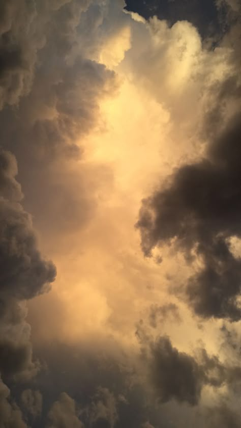 billowing, golden clouds. Majestic and fluffy. Yellow Cloud, Cloud Photos, Sun And Clouds, Yellow Sky, Cloud Art, Grey Clouds, Dark Clouds, Cloud Wallpaper, Sky Painting