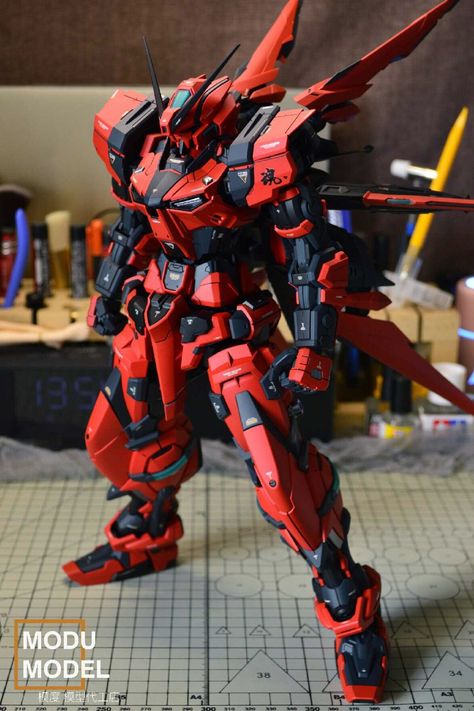 Gundam Model Custom, Custom Gundam Model, Samurai Gundam, Red Gundam, Red Mecha, Astray Red Frame, Color Area Rug, Morandi Color, Mecha Suit